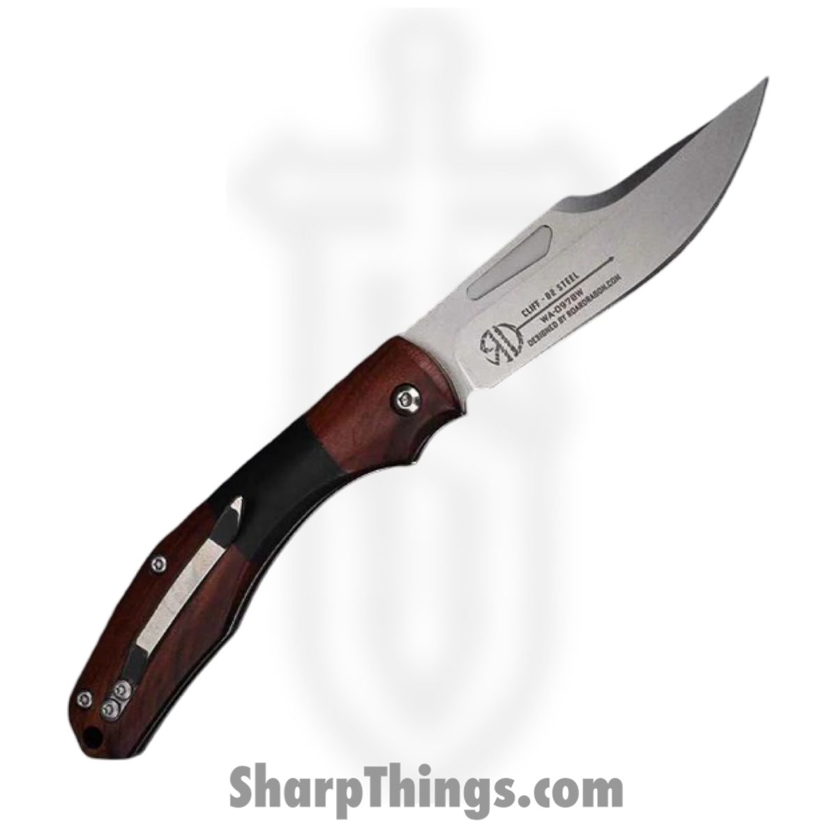 WithArmour - WA-097BW - Cliff - Folding Knife - D2 Stonewash Bowie - G10 Pakkawood - Brown Black - Image 2