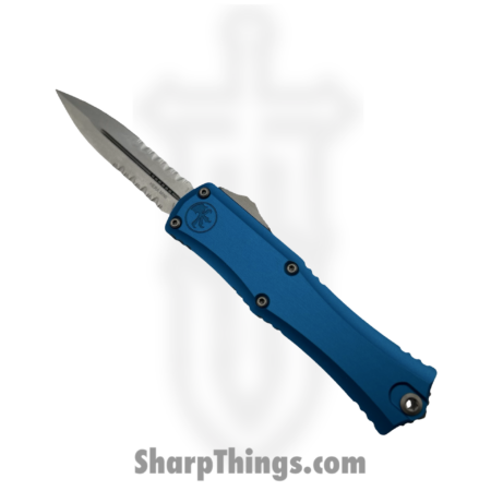 Microtech – 1702M-11BL – Mini Hera II – OTF Auto – M390 Stonewash Dagger P/S – Aluminum – Blue
