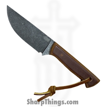 Bald Man K&T – BaldBS2601 – B.A.S.K. Compact – Fixed Blade Knife – 1095 HC Stonewash Drop Point – Vintage Micarta – Brown