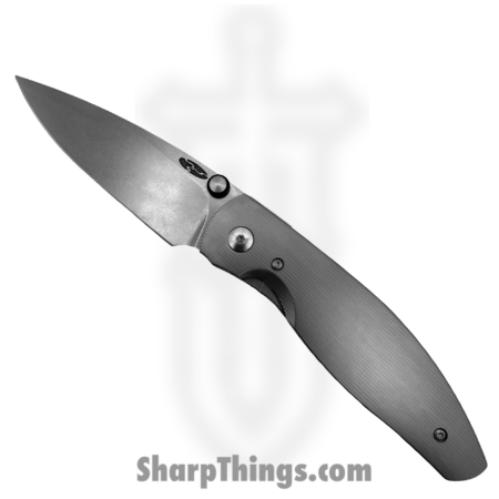 TRM – DLR-ATM-TI-PS – Atom – Folding Knife – CPM MagnaCut Stonewash Drop Point – 3D Smooth Contoured “Pinstripe Scales” Titanium – Silver