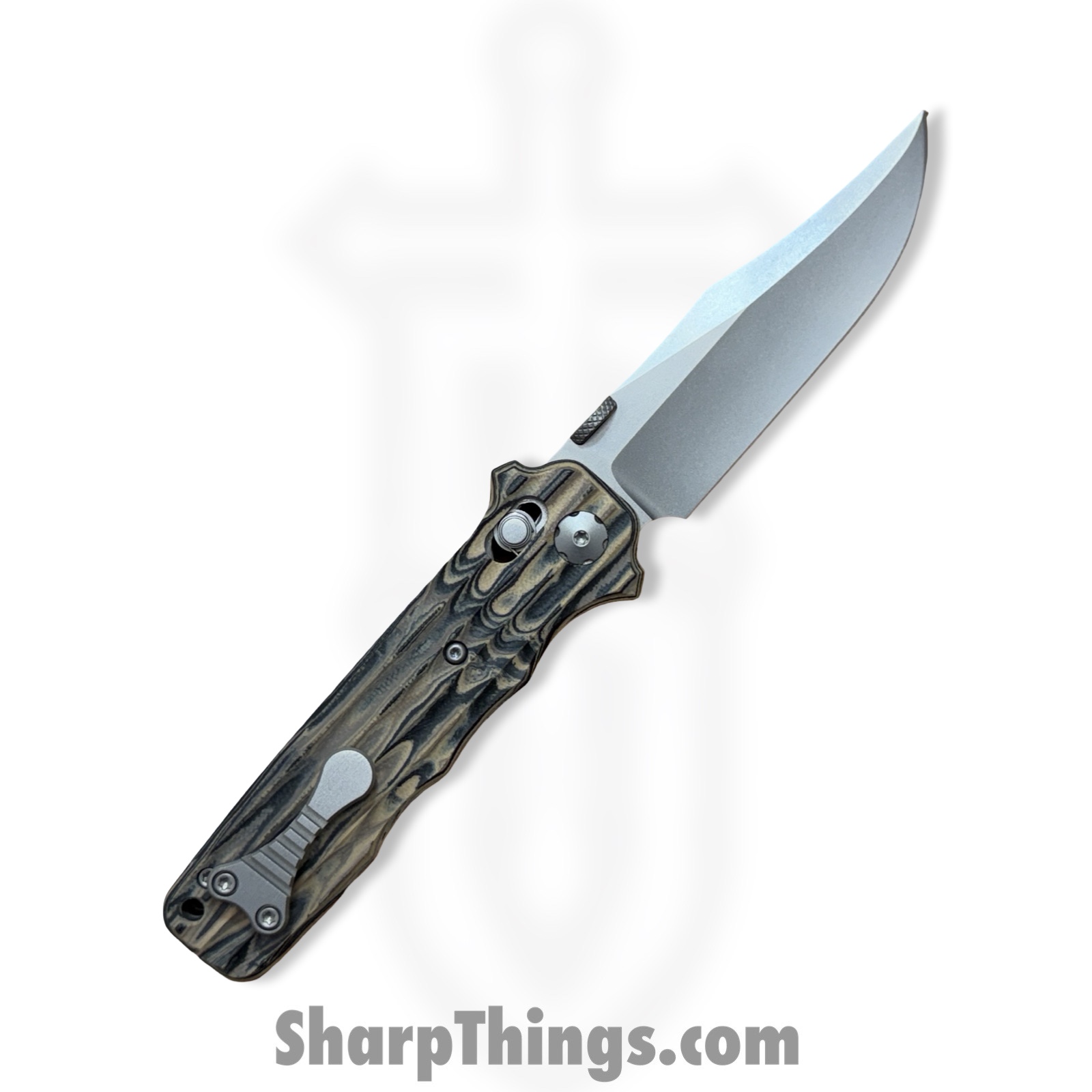 Elishewitz Custom Knives - ECKMacVSOG - Mac V SOG Axis Lock - Folding Knife - S45VN Matte Clip Point - G10 - Burl - Image 2