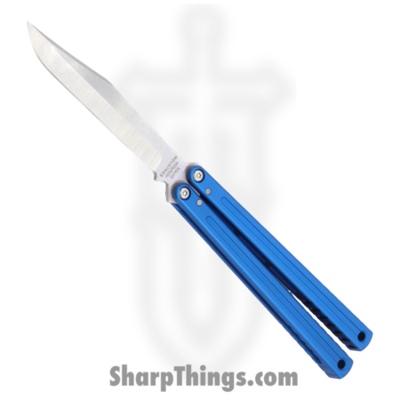 Squid Industries – KRGL-BW-MTBL – Krake Raken V3 Glide Edition – Balisong – AEB-L Satin Bowie – 7075 T6511 Aluminum – Blue