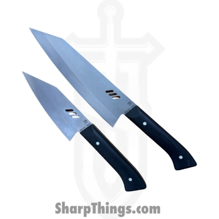 Millit Knives – MILIBS2601 – Cordova 8in and 5in Kitchen Set – Fixed Blade Knife – AEBL Stonewash Chef – G10 – Black|Ivory