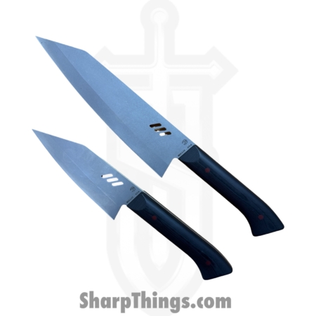 Millit Knives – MILIBS2602 – Cordova 8in and 5in Kitchen Set – Fixed Blade Knife – AEBL Stonewash Chef – G10 – Black|Red