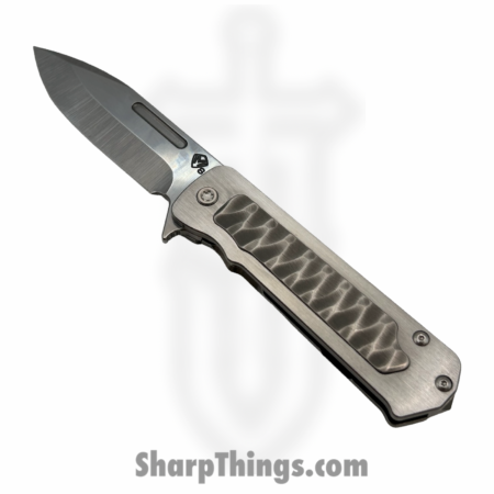 Medford Knife and Tool – MK140STD-01TM-TSCS-BN – TFF-4 – Folding Knife – S35VN Tumbled Drop Point – BB “Predator” Inlay Titanium – Grey
