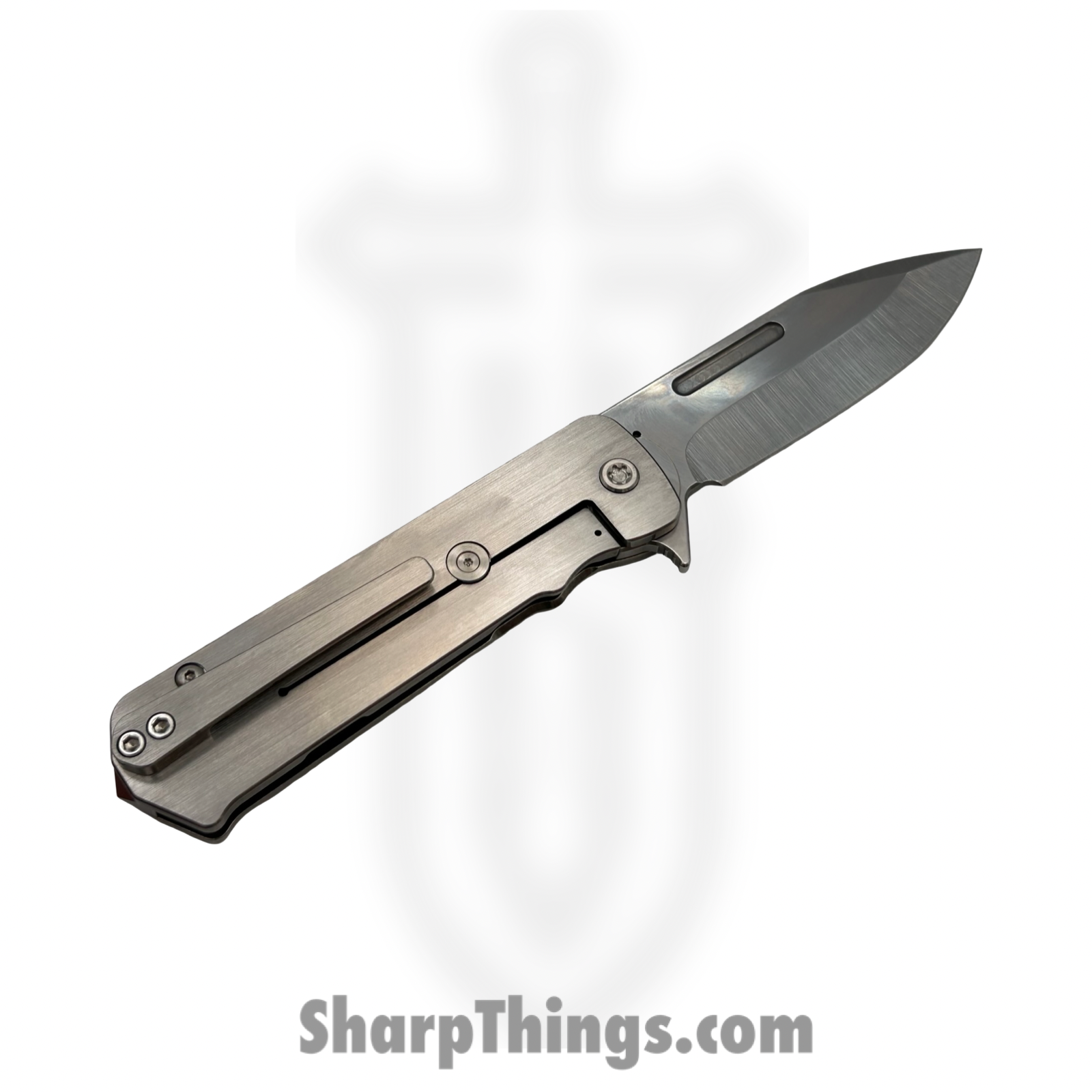 Medford Knife and Tool - MK140STD-01TM-TSCS-BN - TFF-4 - Folding Knife - S35VN Tumbled Drop Point - BB "Predator" Inlay Titanium - Grey - Image 2