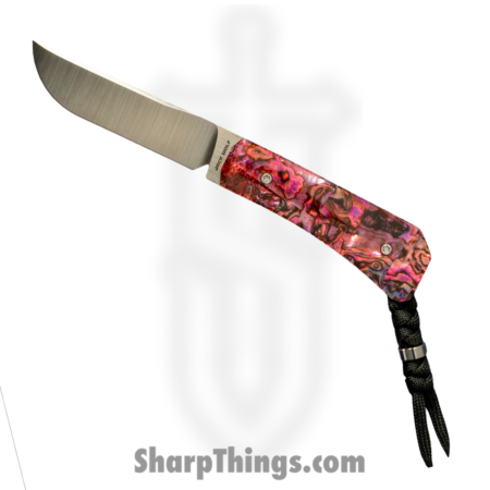 Jack Wolf Knives – PIONE-FX-01-RED-ABALONE – Pioneer FIXedc – Fixed Blade Knife – CPM S90V Satin Drop Point – Abalone – Red