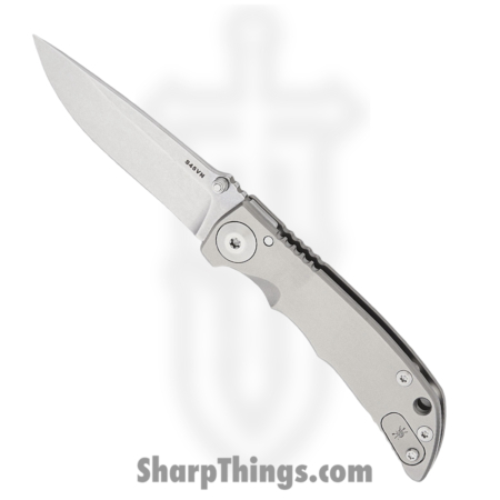 Spartan Blades – SF10SW – Spartan Harsey – Folding Knife – CPM Magnacut Stonewash Drop Point – 6AL4V Titanium – Silver