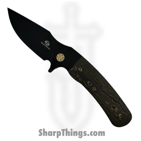 Beans Blades – BB-Jav-GC – Javelin – Folding Knife – M390 Coated Drop Point – FAT Carbon Fiber – Gold