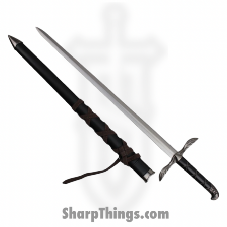 VOC – H-5908 – 22in Assassin’s Sword – Fixed Blade Knife – Stainless Satin Dagger – Imitation Leather – Black