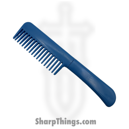 VOC – HWT229D – Comb Knife – Fixed Blade Knife – Stainless Satin Dagger – Plastic – Blue
