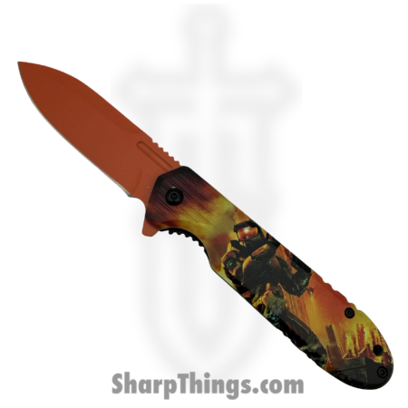 VOC – PF55F – Halo 4 – Assisted Open Knife – Stainless Coated Spear – Aluminum – Orange