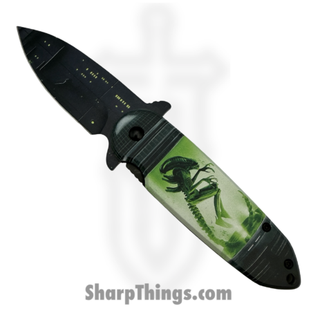 VOC – PF97C – ALIEN – Assisted Open Knife – Stainless Coated Spear – Aluminum – Green