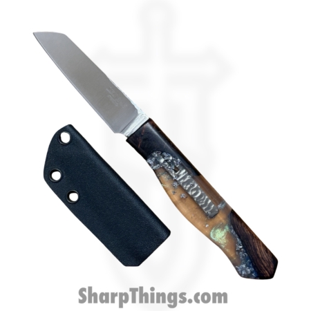 Lex Rex – SQ7838383 – Driftless Paring Knife – Fixed Blade Knife – Nitro-V Satin Reverse Tanto – Burl Wood Epoxy Resin – Multi