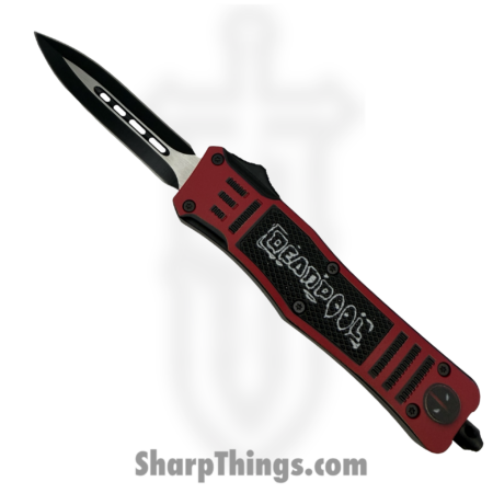 Atomic Knives – WNS-A107M-DP – Fat Man DeadPool – OTF Auto – D2 Coated Dagger – Aluminum – Black/Red