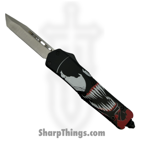 Atomic Knives – WNS-A11-VM – Thin Man Venom – OTF Auto – D2 Satin Tanto – Aluminum – Black/White/Red