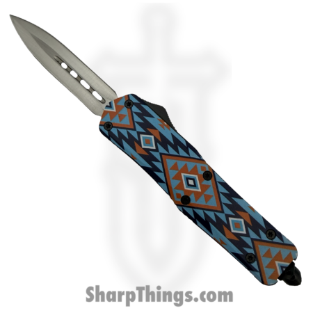 Atomic Knives – WNS-A1M-NTV – Thin Man Native – OTF Auto – D2 Satin Dagger – Aluminum – Black/Red/Blue