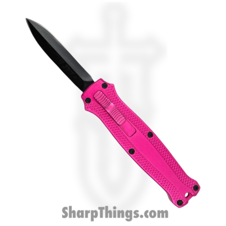 Atomic Knives – WNS-A702-PK – Micro Cali 2 – OTF Auto – D2 Coated Dagger – Aluminum – Pink