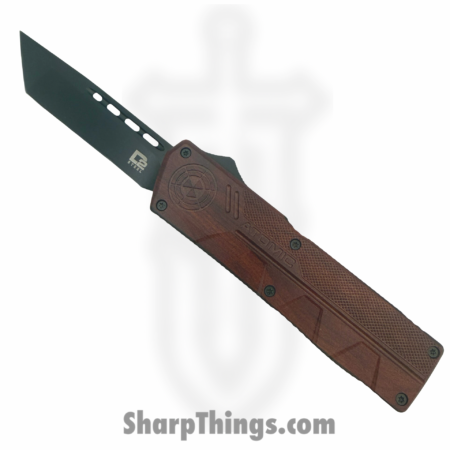 Atomic Knives – WNS-DT01RWD-BT – UltraLite ATOMIC – OTF Auto – D2 Coated Tanto – Aluminum – Woodgrain