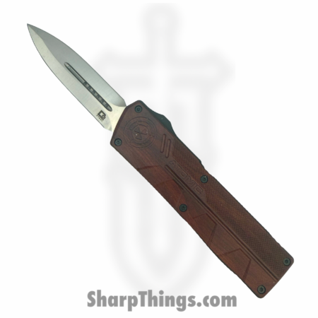Atomic Knives – WNS-DT01RWD-DP – UltraLite ATOMIC – OTF Auto – D2 Satin Dagger – Aluminum – Woodgrain