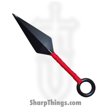 VOC – FS144 – 9.5in Ninja Kunai – Fixed Blade Knife – Stainless Coated Spear – Cord Wrap – Red