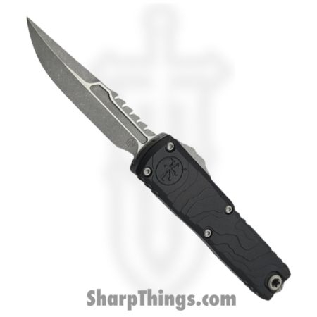 Microtech – 12354TP-10AP – UTX-85 Gen IV – OTF Auto – M390MK Apocalyptic Interceptor – Deep Engraved Topographic Aluminum – Black