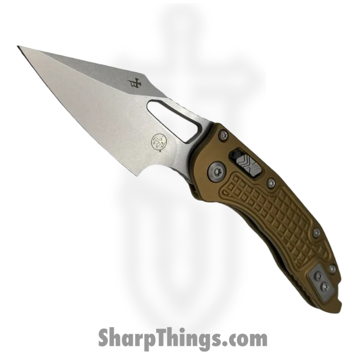 Microtech - 169MRL-10FRTA - M-Stitch - Folding Knife - M390MK Stonewash Spear Point - Frag Aluminum - Tan