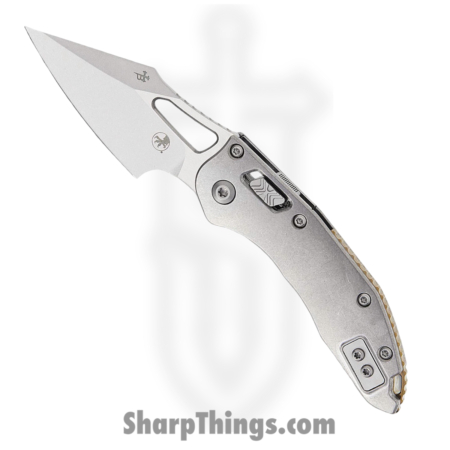 Microtech – 169MRL-10MS1 – Mini Stitch – Folding Knife – M390MK Stonewash Spear Point – Slab Titanium – Silver Bronze
