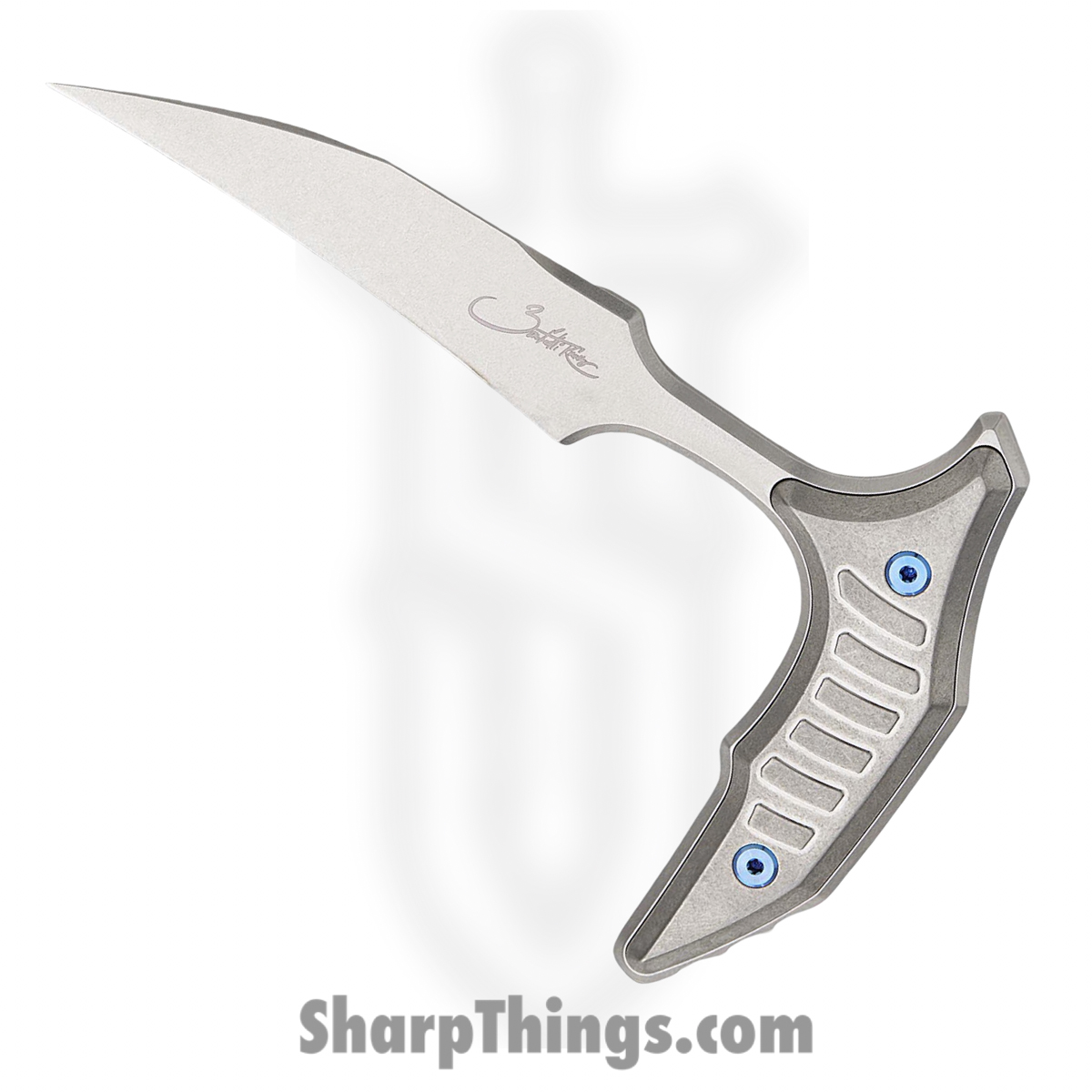 Microtech - 218-10MS3 - BEE - Fixed Blade Knife - 440C SS Stonewash Wharncliffe - Milled Titanium - Natural - Image 2