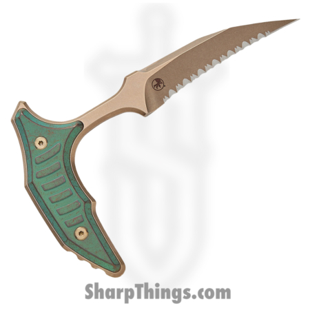 Microtech – 218-15MS1 – BEE – Fixed Blade Knife – 440C SS Bronzed Wharncliffe – Milled Titanium – Antique Green