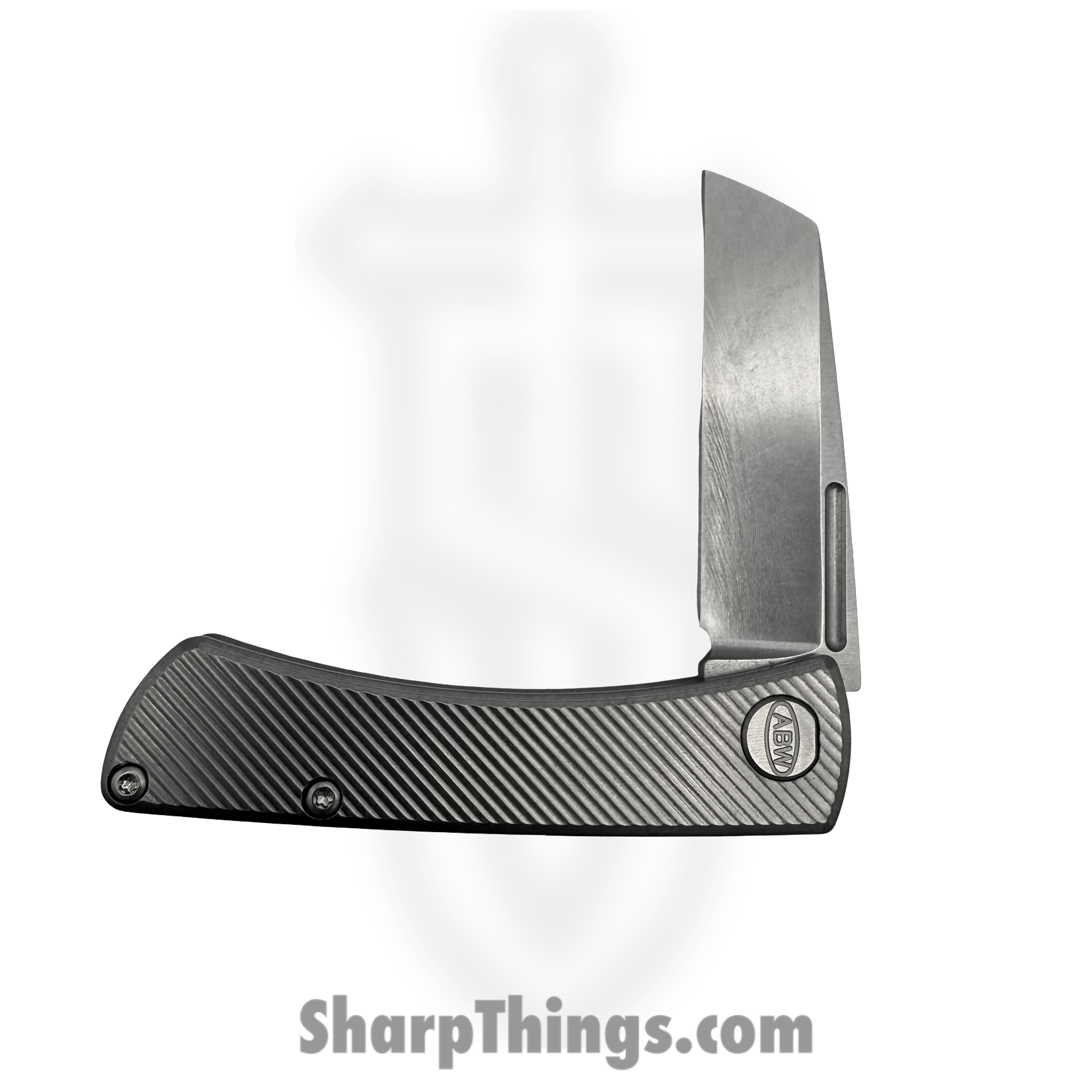 ABW - ABW-SJ-TI-ST - Slip Joint - Folding Knife - CPM MagnaCut Stonewash Cleaver - Straight Pattern Titanium - Natural - Image 2