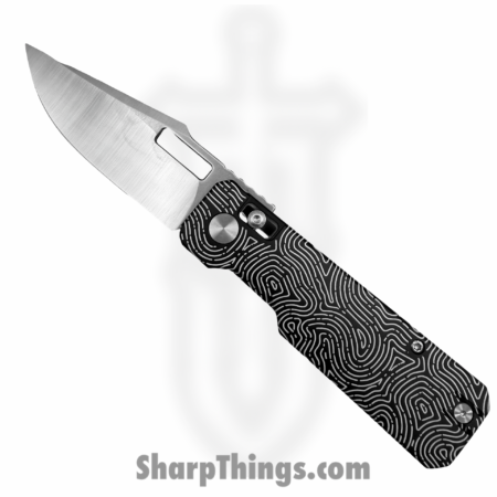 Vero Engineering – Vero_BSA_0D – Aura – Folding Knife – 14C28N Satin Drop Point – Aluminum Fingerprint – Black