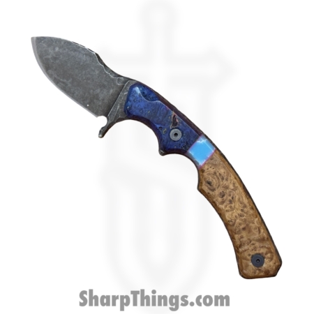Lex Rex – LRBSA003 – Wraith – Fixed Blade Knife – 80CRV2 Coated Drop Point – Burl Wood, Truestone – Black, Blue, Brown