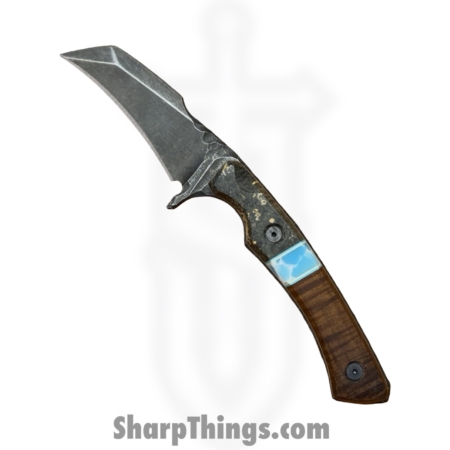 Lex Rex  – LRBSA004 – Apparition – Fixed Blade Knife – 80CRV2 Coated Multi Grind Claw – Burl Wood, Truestone, Curly Maple – Black, Blue, Brown